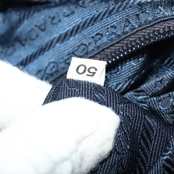 PRADA Chain Shoulder Bag Nylon Navy Gold Auth bs28886 - Picture 12 of 16